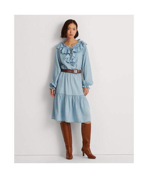 ラッフルトリム ロングスリーブ ドレス ワンピース Lauren Ralph Lauren ローレン ラルフ ローレン のファッション通販 Zozotown