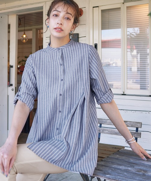 バンドカラーシャツチュニックブラウス（シャツ/ブラウス）｜Tiaclasse