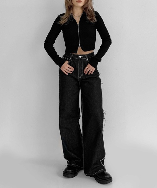 LVEU.（ラブユ.）の「Double zipper rib tops / ダブルジッパーリブ