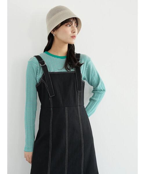 Green Parks(グリーンパークス)の「配色リブプルオーバー(Tシャツ/カットソー・レディース・イエロー/グリーン/ネイビー・FREE)」の9枚目の写真