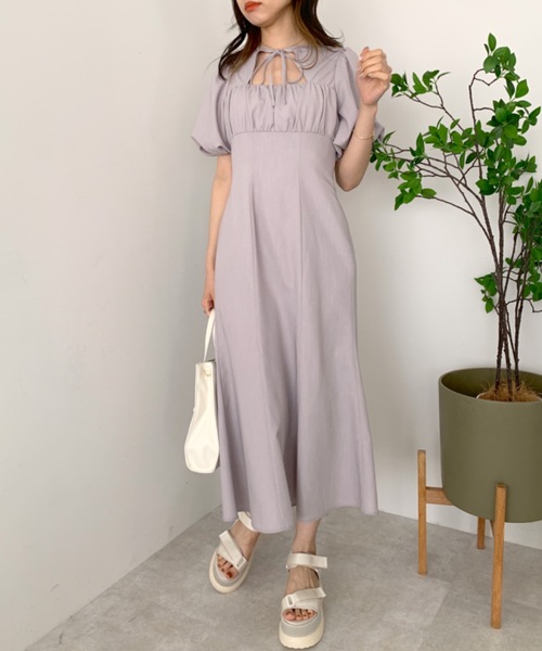 OLIVE des OLIVE ワンピース 新色追加】くびれ開襟ワンピース | NICE CLAUP / OLIVE des