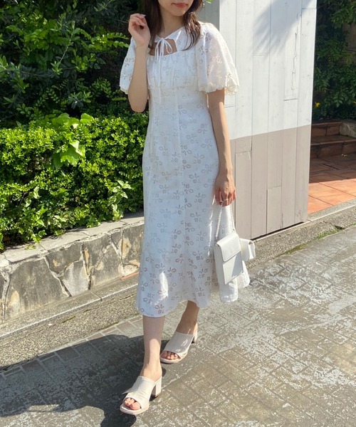 OLIVEdes OLIVE ストライプ大きな襟 ロングワンピースフリーサイズ オリーブ デ オリーブ OLIVE des OLIVE スキッパーワンピ