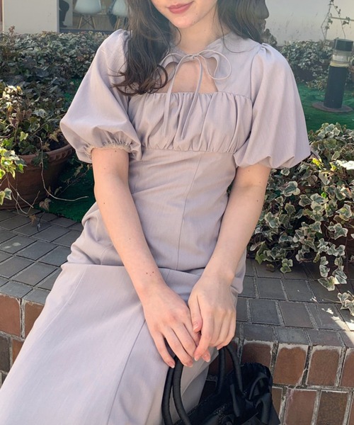 OLIVE des OLIVE（オリーブデオリーブ）の「【WEB限定カラー有】胸開きワンピース（ワンピース・レディース・オフホワイト/ブラック/ラベンダー/アイボリー/サックスブルー・FREE）」の10枚目の写真