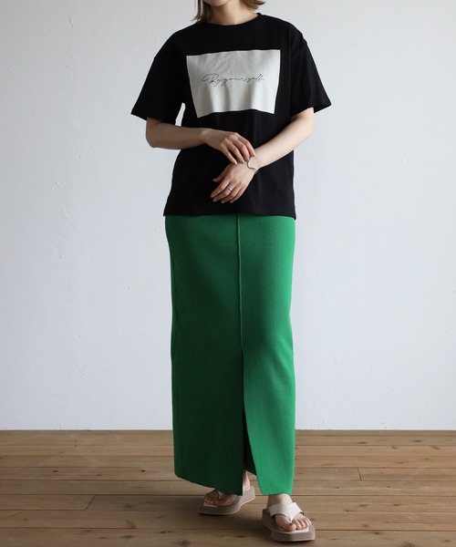 amini(アミニ)の「【2022 SS】ロゴプリントTシャツ(Tシャツ/カットソー・レディース・ホワイト/チャコールグレー/ブラック/オレンジ/グリーン/イエロー・MEDIUM)」の15枚目の写真