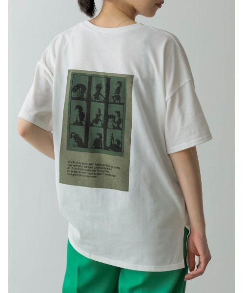 Re:EDIT(リエディ)の「バックプリントオーバーサイズTシャツ(Tシャツ/カットソー・レディース・ブラック/オフホワイト/グレイッシュベージュ・MEDIUM/LARGE)」の12枚目の写真