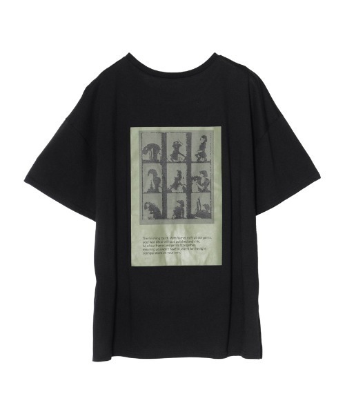 Re:EDIT(リエディ)の「バックプリントオーバーサイズTシャツ(Tシャツ/カットソー・レディース・ブラック/オフホワイト/グレイッシュベージュ・MEDIUM/LARGE)」の20枚目の写真