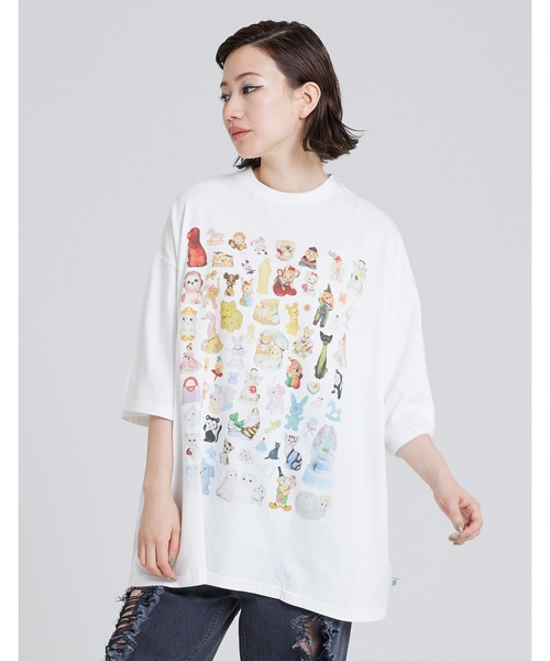 Little sunny bite（リトルサニーバイト）の「shana sadeghi-ray x little sunny bite Animal big tee（Tシャツ/カットソー・レディース・ホワイト/ブラック/ブルー・FREE）」の2枚目の写真