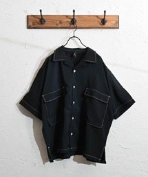 ポリ無地 ビッグステッチングシャツ