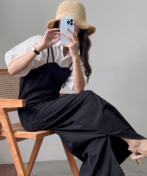 MAISON DE THERESE(メゾン ド テレーズ)の「サイドスリットキャミワンピース(ワンピース・レディース・ブラック/グリーン/ライトベージュ/ブラウン・FREE)」の5枚目の写真