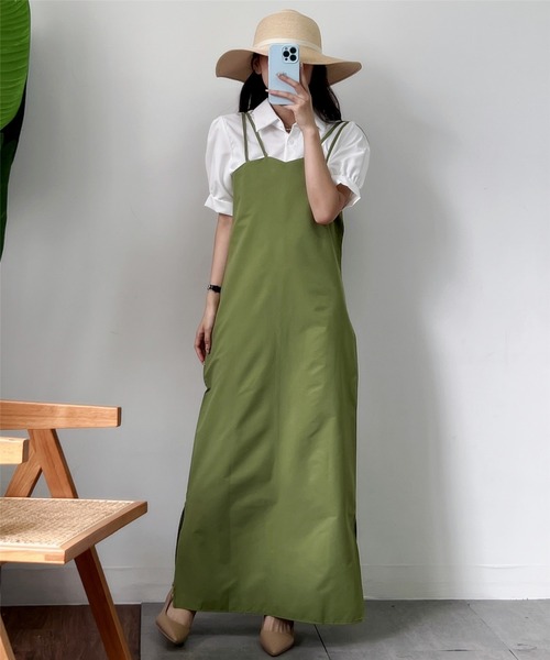 MAISON DE THERESE(メゾン ド テレーズ)の「サイドスリットキャミワンピース(ワンピース・レディース・ブラック/グリーン/ライトベージュ/ブラウン・FREE)」の19枚目の写真