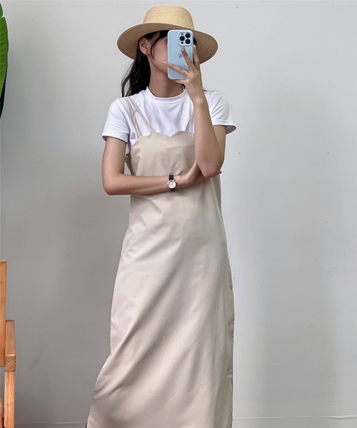MAISON DE THERESE(メゾン ド テレーズ)の「サイドスリットキャミワンピース(ワンピース・レディース・ブラック/グリーン/ライトベージュ/ブラウン・FREE)」の8枚目の写真