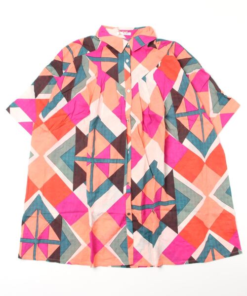 sandy（サンディー）の「【sandy】プリント切替えタックブラウス（シャツ/ブラウス・レディース・グレー/ピンク/ブルー・FREE）」の3枚目の写真