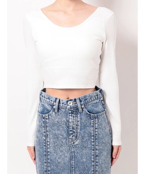 GYDA（ジェイダ）の「カップ付き バッククロステレコロンT（Tシャツ/カットソー・レディース・ブラック/オフホワイト・FREE）」の18枚目の写真