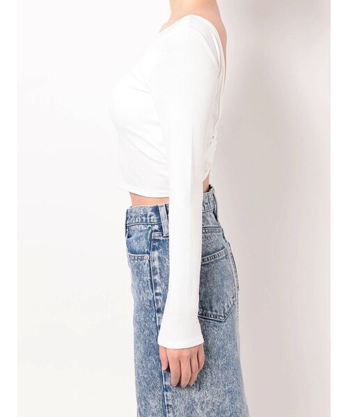 GYDA（ジェイダ）の「カップ付き バッククロステレコロンT（Tシャツ/カットソー・レディース・ブラック/オフホワイト・FREE）」の16枚目の写真