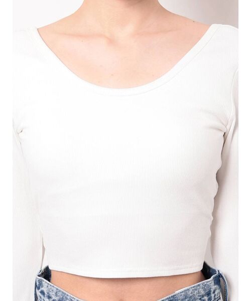 GYDA（ジェイダ）の「カップ付き バッククロステレコロンT（Tシャツ/カットソー・レディース・ブラック/オフホワイト・FREE）」の21枚目の写真