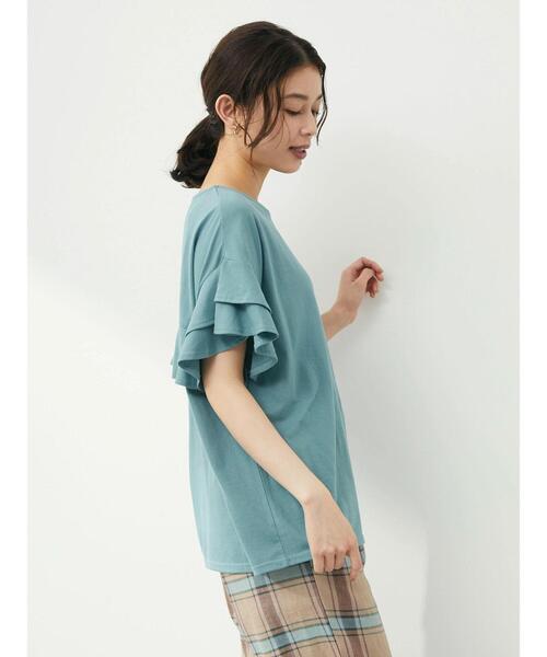 Green　Parks（グリーンパークス）の「2段フリルカットプルオーバー（Tシャツ/カットソー・レディース・ブラック/ピンク/ブルー・FREE）」の4枚目の写真