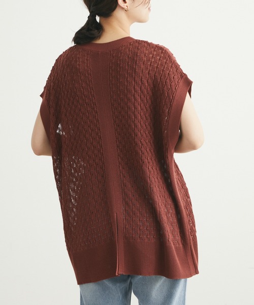 Green　Parks（グリーンパークス）の「バックスリットチュニックベスト（ベスト・レディース・ブラック/ベージュ/テラコッタ・FREE）」の2枚目の写真