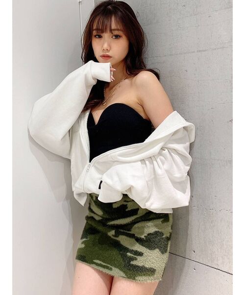 GYDA（ジェイダ）の「カモフラニット スカートライクショートパンツ（スカート・レディース・カーキ/グレー・FREE）」の9枚目の写真