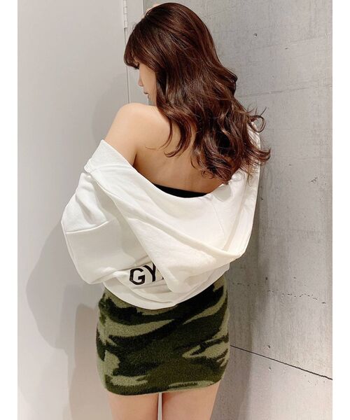 GYDA（ジェイダ）の「カモフラニット スカートライクショートパンツ（スカート・レディース・カーキ/グレー・FREE）」の7枚目の写真