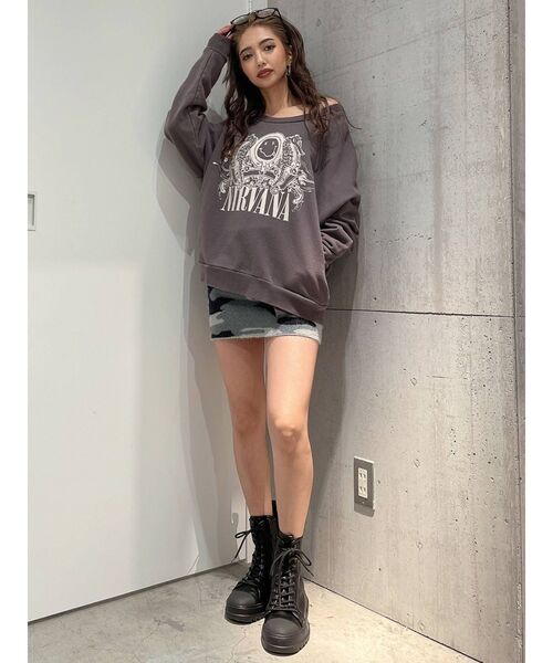 GYDA（ジェイダ）の「カモフラニット スカートライクショートパンツ（スカート・レディース・カーキ/グレー・FREE）」の19枚目の写真