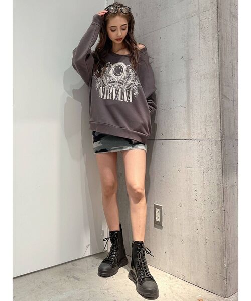 GYDA（ジェイダ）の「カモフラニット スカートライクショートパンツ（スカート・レディース・カーキ/グレー・FREE）」の20枚目の写真