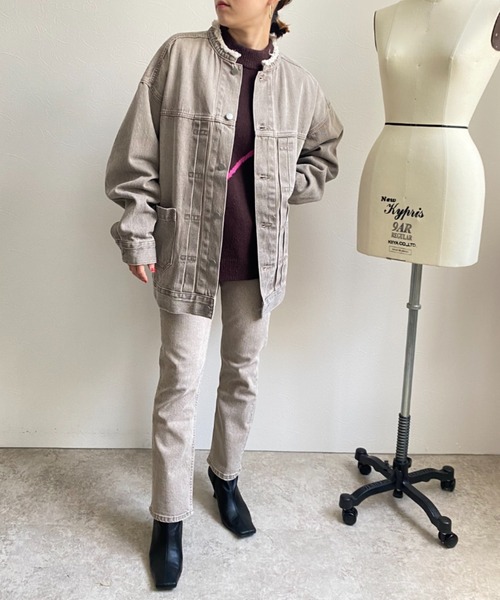 LHELBIE（レルビエ）の「【MARITAS DENIM/マリタスデニム】オーバーサイズデニムジャケット（デニムジャケット・レディース・ブラウン/グレー・FREE）」の3枚目の写真