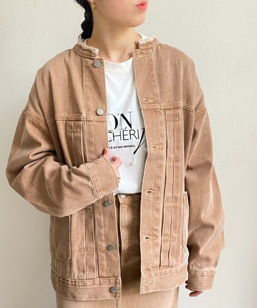 LHELBIE（レルビエ）の「【MARITAS DENIM/マリタスデニム】オーバーサイズデニムジャケット（デニムジャケット・レディース・ブラウン/グレー・FREE）」の18枚目の写真