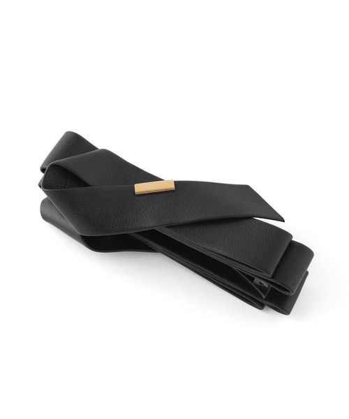 ANEMONE(アネモネ)の「レザー調メタルポイントリボンバナナクリップ(バレッタ/ヘアクリップ・レディース・ブラック/ベージュ/グレー・FREE)」の5枚目の写真