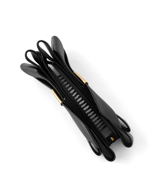 ANEMONE(アネモネ)の「レザー調メタルポイントリボンバナナクリップ(バレッタ/ヘアクリップ・レディース・ブラック/ベージュ/グレー・FREE)」の6枚目の写真