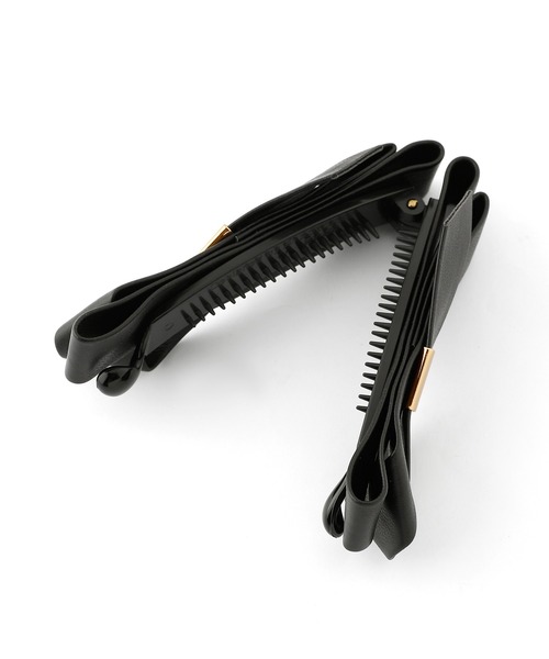 ANEMONE(アネモネ)の「レザー調メタルポイントリボンバナナクリップ(バレッタ/ヘアクリップ・レディース・ブラック/ベージュ/グレー・FREE)」の7枚目の写真