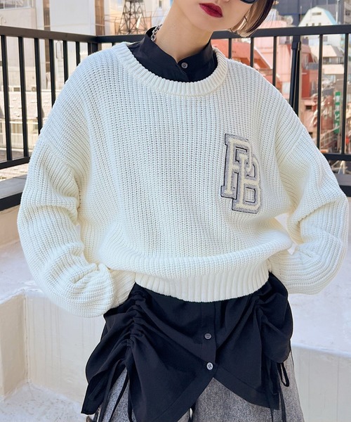 PAGEBOY（ページボーイ）の「カレッジニットプルオーバー（ニット/セーター・レディース・ブラック/オフホワイト・FREE）」の22枚目の写真