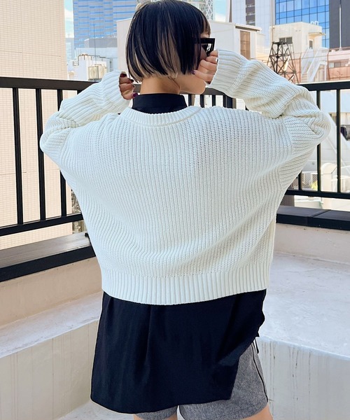 PAGEBOY（ページボーイ）の「カレッジニットプルオーバー（ニット/セーター・レディース・ブラック/オフホワイト・FREE）」の8枚目の写真