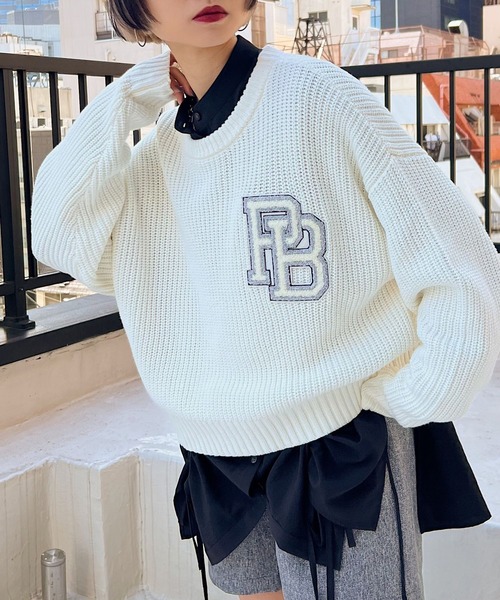 PAGEBOY（ページボーイ）の「カレッジニットプルオーバー（ニット/セーター・レディース・ブラック/オフホワイト・FREE）」の17枚目の写真