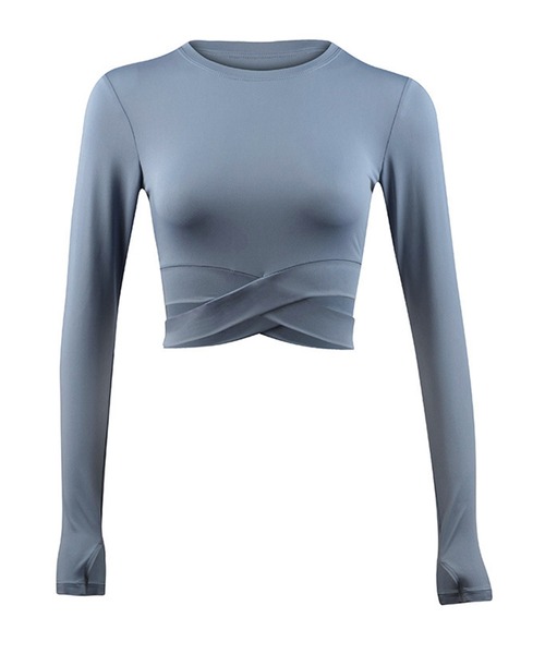 HYSSHOP（エイチワイエスショップ）の「レディース 長袖クロップド丈クロスデザインヨガウェアトップス ピラティスウェア[トレーニングウェア/ジムウェア/ピラティスウェア]（その他トップス・レディース・パープル/グレー/ブラック/ブルー/ホワイト・S/M/XL/L）」の11枚目の写真