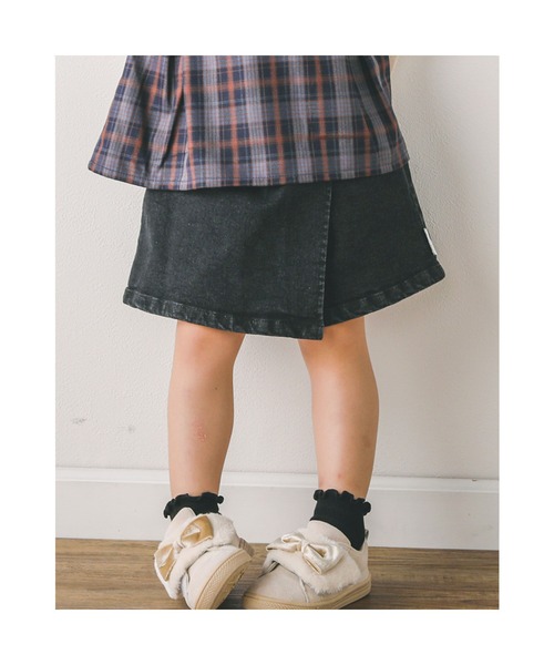 SLAP SLIP（スラップスリップ）の「SLAPSLIP/ケミカルウォッシュデニムキュロットパンツ(90~130cm)（デニムスカート・キッズ・ネイビー/ブラック・110/120/100/130/90）」の3枚目の写真