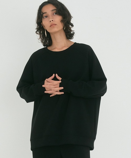 OUTERSUNSET（アウターサンセット）の「double knit raglan tops（スウェット・レディース・チャコールグレー/ブラック・FREE）」の2枚目の写真