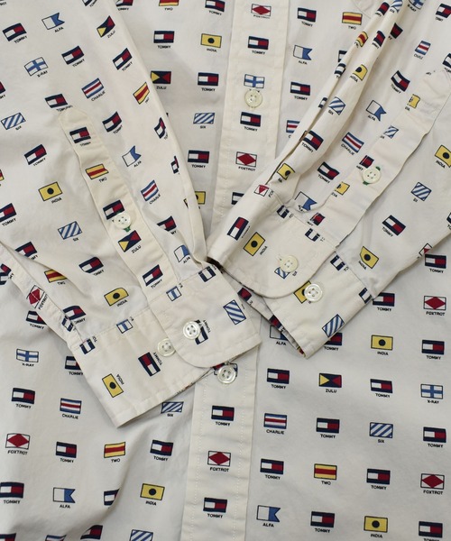 TOMMY HILFIGER(トミーヒルフィガー)の「【ヴィンテージ古着】TOMMY HILFIGER / トミーヒルフィガー 国旗柄 ボタンダウンシャツ(シャツ/ブラウス・メンズ・ホワイト・LARGE)」の4枚目の写真