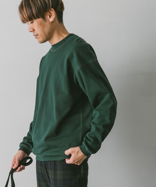 URBAN RESEARCH DOORS（アーバンリサーチドアーズ）の「配色ステッチプルオーバー（スウェット・メンズ・チャコールグレー/ブラウン/グリーン/ホワイト・MEDIUM/LARGE）」の4枚目の写真