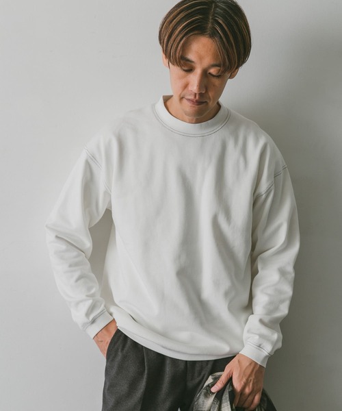 URBAN RESEARCH DOORS（アーバンリサーチドアーズ）の「配色ステッチプルオーバー（スウェット・メンズ・チャコールグレー/ブラウン/グリーン/ホワイト・MEDIUM/LARGE）」の9枚目の写真