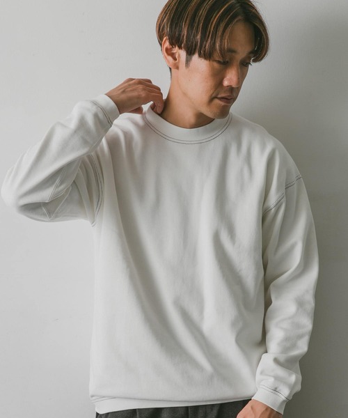 URBAN RESEARCH DOORS（アーバンリサーチドアーズ）の「配色ステッチプルオーバー（スウェット・メンズ・チャコールグレー/ブラウン/グリーン/ホワイト・MEDIUM/LARGE）」の10枚目の写真