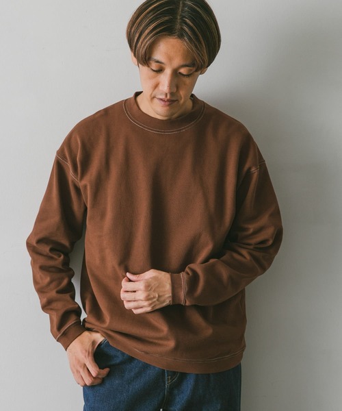 URBAN RESEARCH DOORS（アーバンリサーチドアーズ）の「配色ステッチプルオーバー（スウェット・メンズ・チャコールグレー/ブラウン/グリーン/ホワイト・MEDIUM/LARGE）」の16枚目の写真