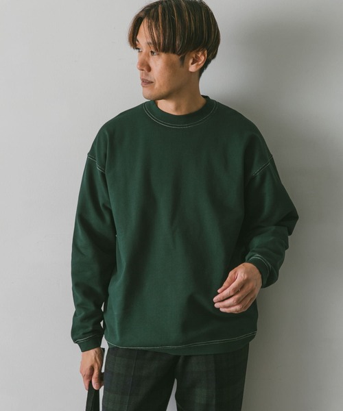 URBAN RESEARCH DOORS（アーバンリサーチドアーズ）の「配色ステッチプルオーバー（スウェット・メンズ・チャコールグレー/ブラウン/グリーン/ホワイト・MEDIUM/LARGE）」の22枚目の写真