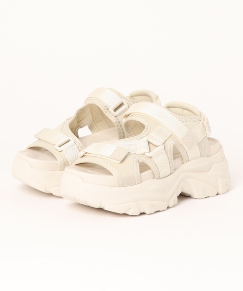 Shoes in Closet（シューズインクローゼット）の「軽量厚底 フットベッド ベルクロ スポーツサンダル 1842（サンダル・レディース・ブラック×ホワイト/アイボリー/ブラック×ブラック・LL/L/M/S）」の20枚目の写真