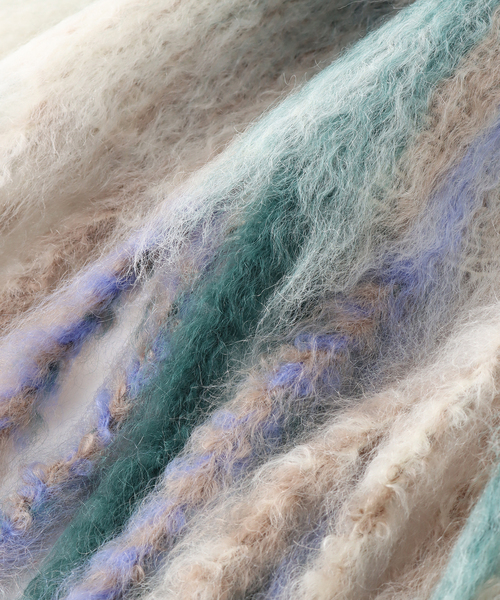 THROW（スロー）の「【THROW / スロー】Mohair Shaggy Big Check（マフラー・メンズ・ホワイト/ブラウン・FREE）」の7枚目の写真