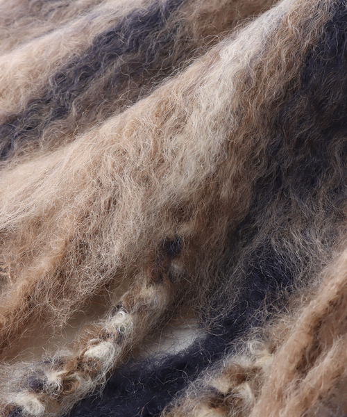 THROW（スロー）の「【THROW / スロー】Mohair Shaggy Big Check（マフラー・メンズ・ホワイト/ブラウン・FREE）」の8枚目の写真