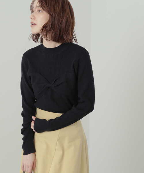 N.(N. Natural Beauty Basic)(エヌエヌナチュラルビューティーベーシック)の「◆ツイストデザインリブニット(ニット/セーター・レディース・オフホワイト/ブラック/グリーン・MEDIUM)」の18枚目の写真