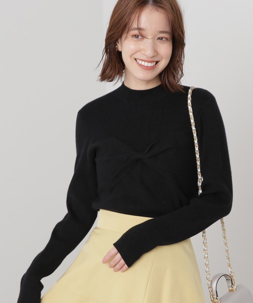 N.(N. Natural Beauty Basic)(エヌエヌナチュラルビューティーベーシック)の「◆ツイストデザインリブニット(ニット/セーター・レディース・オフホワイト/ブラック/グリーン・MEDIUM)」の3枚目の写真