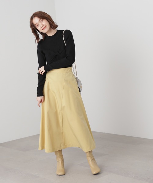 N.(N. Natural Beauty Basic)(エヌエヌナチュラルビューティーベーシック)の「◆ツイストデザインリブニット(ニット/セーター・レディース・オフホワイト/ブラック/グリーン・MEDIUM)」の9枚目の写真