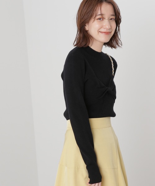 N.(N. Natural Beauty Basic)(エヌエヌナチュラルビューティーベーシック)の「◆ツイストデザインリブニット(ニット/セーター・レディース・オフホワイト/ブラック/グリーン・MEDIUM)」の11枚目の写真