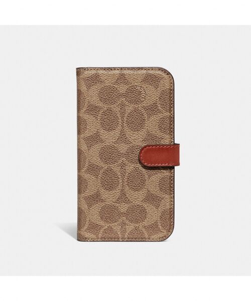 COACH(コーチ)の「IPHONE 14 フォリオ・シグネチャー キャンバス(スマホケース/カバー・レディース・ベージュ系その他・ONE)」の1枚目の写真